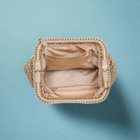 Anastasia Straw Clutch With Chain Strap - Natural