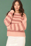 Striped Brushed Knit Sweater - Blush