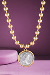 Ball Chain Necklace with Pendant - Gold