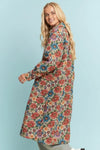 Boho Floral Jacquard Long Shirt Jacket