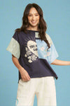 Oversized Patchwork Tee - Navy
