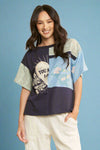 Oversized Patchwork Tee - Navy