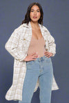 Almond Aura Plaid Shirt Coat - Brown