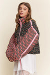 Floral Pattern Padded Jacket - Pink