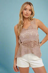 Open-Knit Crochet Top - Latte