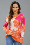 Bold Abstract Knit Sweater - Orange