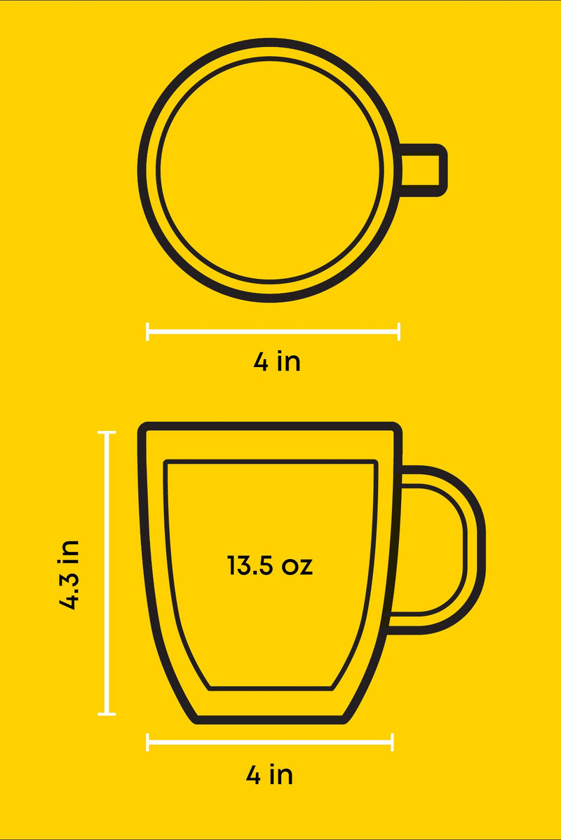 Double Wall Insulated Glasses, 13.5 oz Set of 2