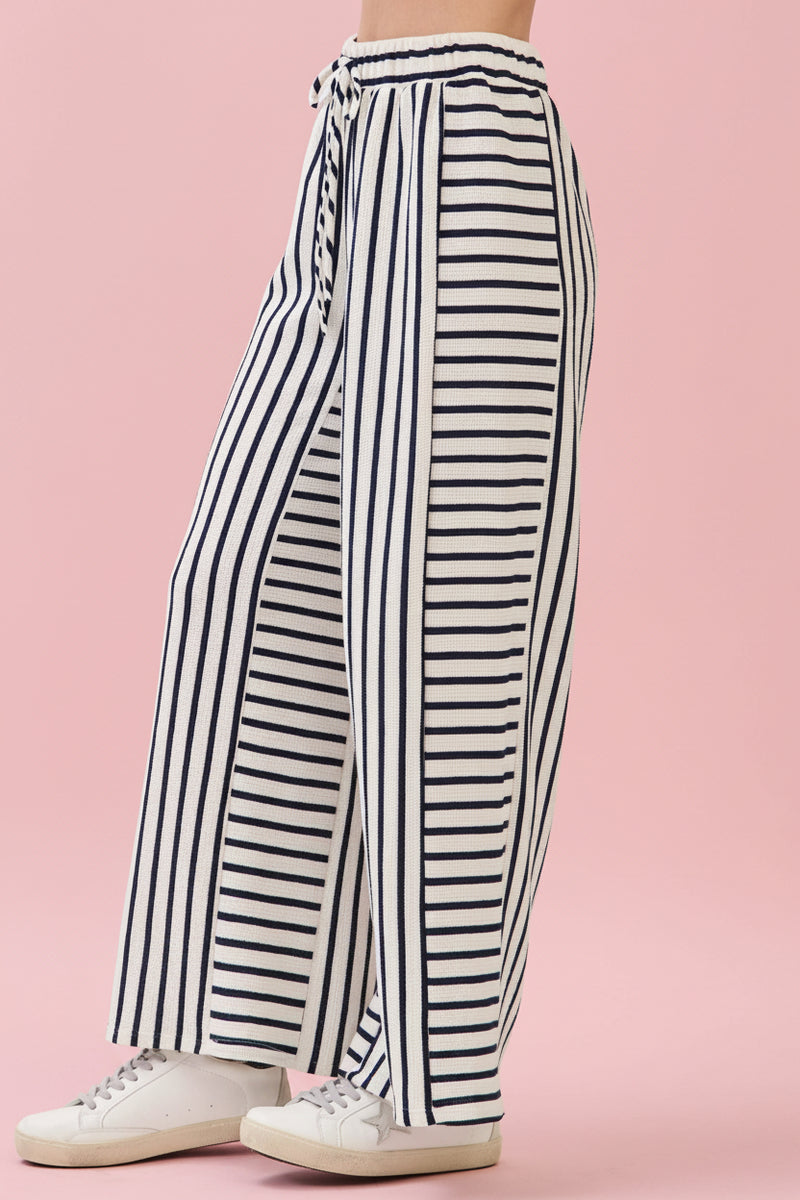 Striped Wide-Leg Pants - Ivory