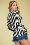 Ruched Long Sleeve Top with Halter Strap Black