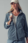 Reversible Plaid Corduroy Shacket - Blue Stone