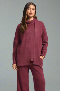 Signature Open Cardigan - Wine