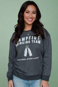 Campfire Drinking Team Sweatshirt Gray