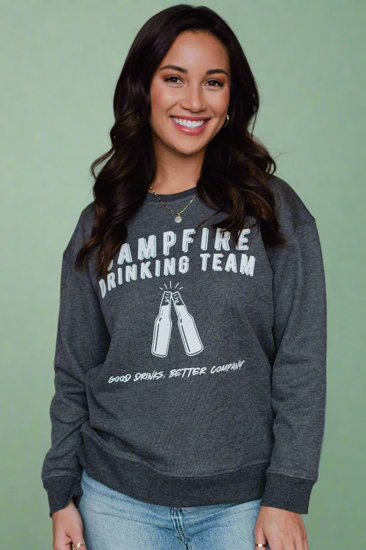 Campfire Drinking Team Sweatshirt Gray