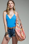 Hand Block Boho Bag - Coral Multi