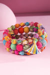 Handmade Beaded Coil Bracelet with Tassels - Multi