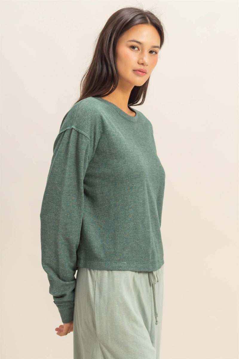Crew Neck Cozy Sweatshirt - Green