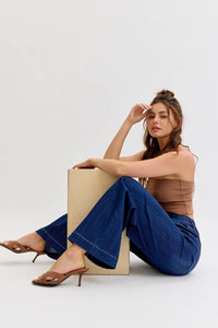 High Rise Pull-On Wide Leg Denim C265