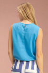 Sand Washed Sleeveless Crop Top - Blue