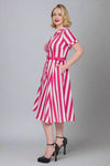 Christine Stripey Dress - Pink