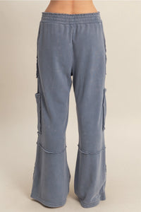 Mineral Washed Cargo Sweatpants - Blue