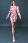 Printed Knit Sweater Mini Dress - Cream