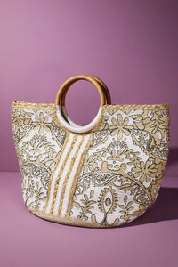 Myth Jute Wood Handle Tote Bag