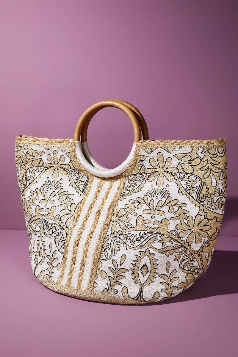 Myth Jute Wood Handle Tote Bag