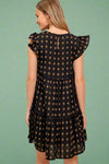 Textured Woven Mini Dress - Black
