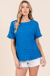 Textured Short Sleeve Top - Denim