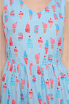 Ice Cream Print Dress - Light Blue