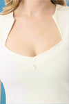 Pentagon Collar Top - Cream