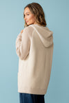 Mixed Texture Hooded Sweater Jacket