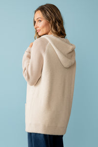 Mixed Texture Hooded Sweater Jacket