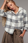 Plaid Hooded Button-Up - Ivory