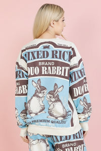 Bold Graphic Cotton Sweatshirt - Rabbit