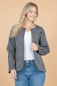 Floral Print Quilted Cotton Jacket - Black