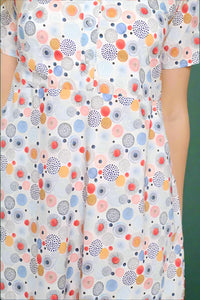 Colorful Dot Print Dress - White