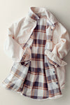 Reversible Plaid Corduroy Shacket - Cream