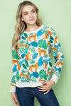 Cheetah & Leaf Print Sweatshirt