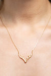 Textured Metal Antler Short Necklace - Gold