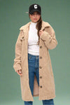 Diamond Sherpa Duster Coat - Khaki