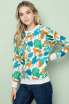 Cheetah & Leaf Print Sweatshirt
