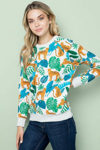 Cheetah & Leaf Print Sweatshirt