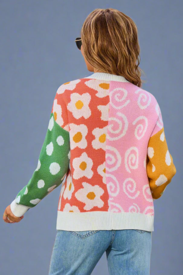 Abstract Multi Print Open Cardigan - White