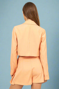 Pleated High Waist Wrap Skort - Apricot