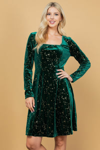 Celestial Green Velvet Dress