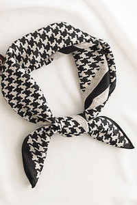 Classic Houndstooth Square Scarf - Black