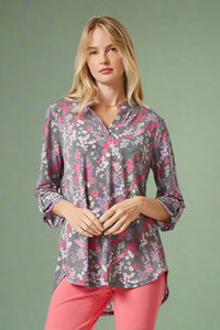 Lizzy Top - Grey Floral