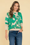 Floral Print Pullover - Kelly Green