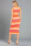Ribbed Knit Sweater Dress - Orange
